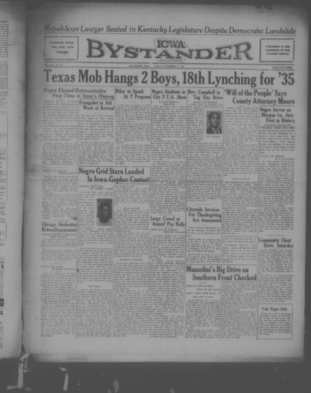 Iowa bystander. volume 42, number 23, November 15, 1935