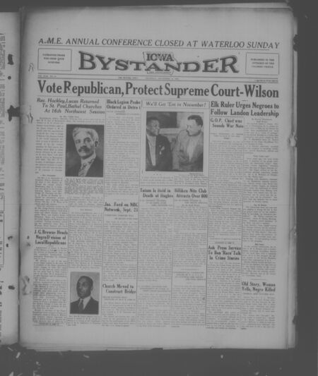 Iowa bystander. volume 43, number 13, September 10, 1936