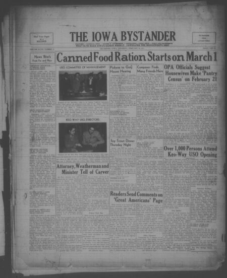 Iowa bystander. volume 48, number 35, February 18, 1943