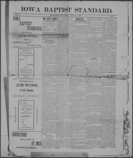 Iowa baptist standard. volume 1, number 01, May 21, 1897