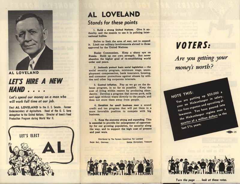 A campaign brochure for Al Loveland titled "Voters: Are you getting your money's worth?"