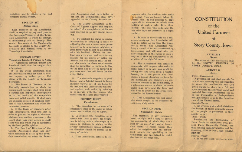 Constitution of United Farmers of Story County.