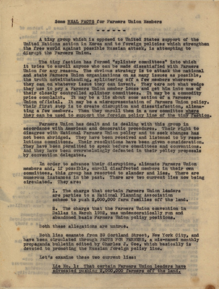 Statement by the Waterloo Group regarding the Iowa Farmers Union meeting that took place in Waterloo, Iowa, on June 28, 1952.