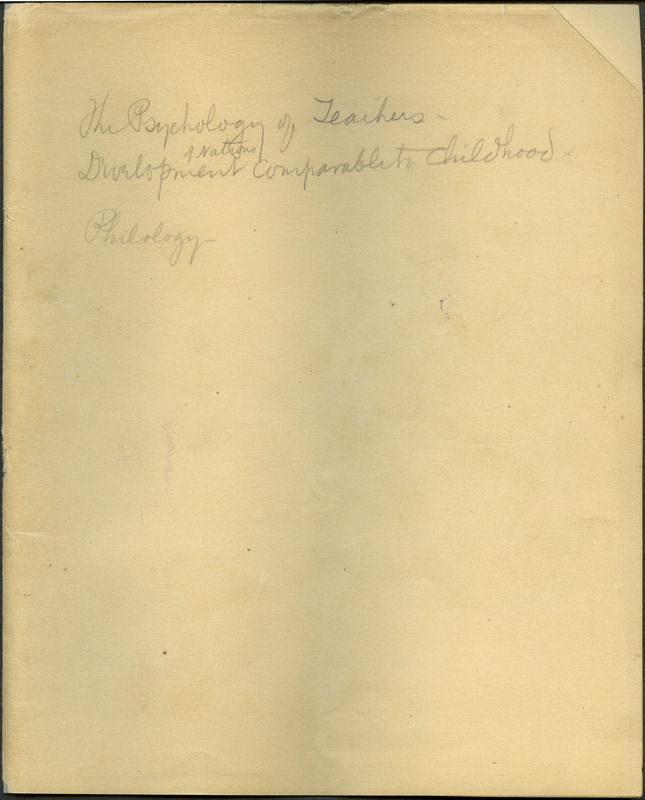 Box 2, Folder 5: A speech given by Welch about the importance of education on the development of moral character.