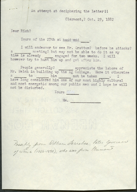 Box 1, Folder 6: Contains remembrances of Welch and Iowa State and correspondence discussing Welch. Correspondents include Louis Pammel and Earle Ross.