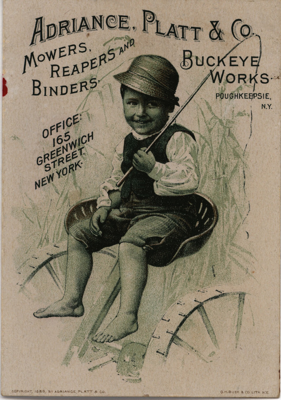 Front and back pages of a catalog for agricultural products offered by Adriance, Platt and Company.