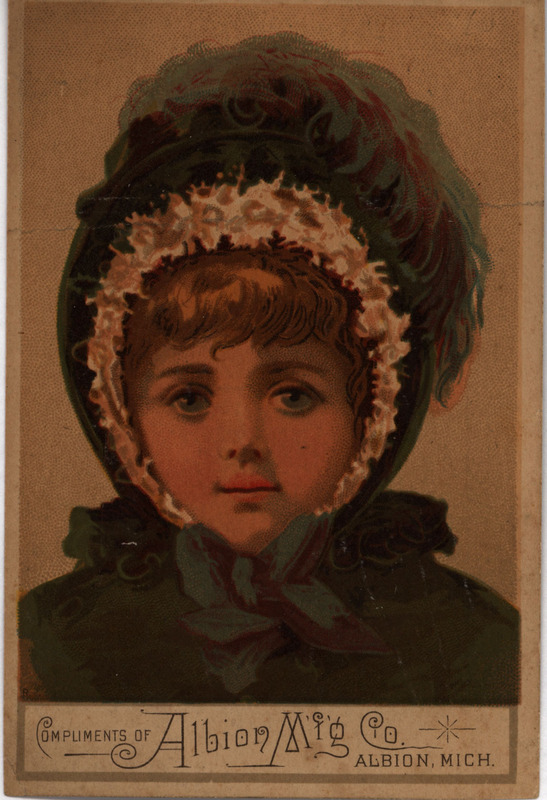 Illustrated advertisement for the Daisy Sulky Hay Rake offered by the Albion Manufacturing Company. Includes handwritten note describing the advertisement.