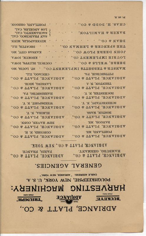 Catalog describing the products offered by Adriance, Platt and Company with illustrations.