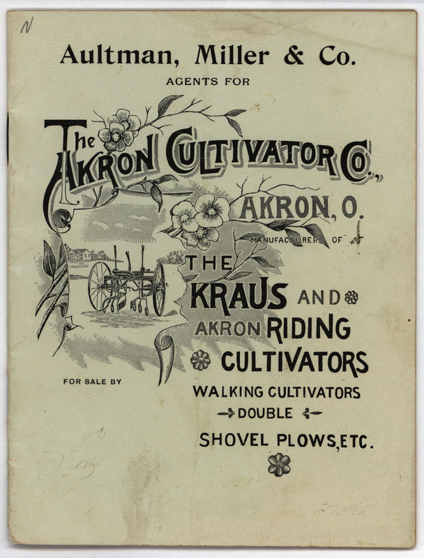 Catalog detailing the cultivator products offered by the Akron Cultivator Company with illustrations.