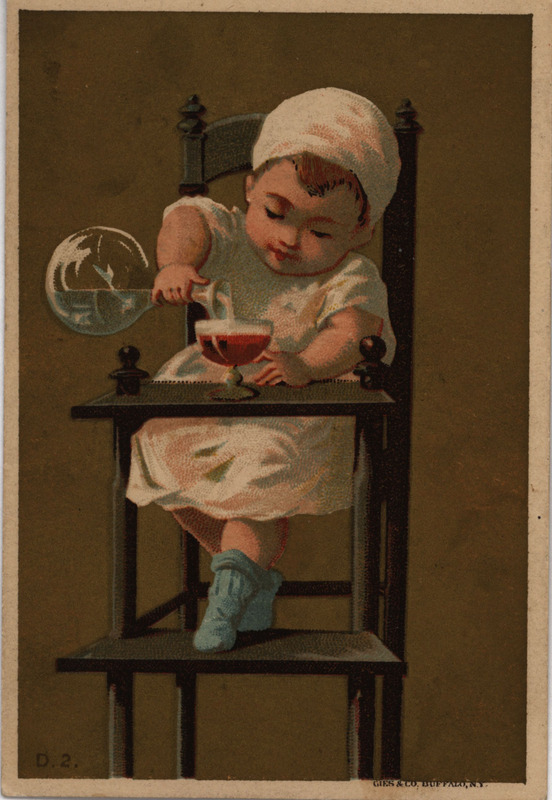 Illustrated advertisement card for the new Buckeye mower and dropper from Aultman, Miller and Company.