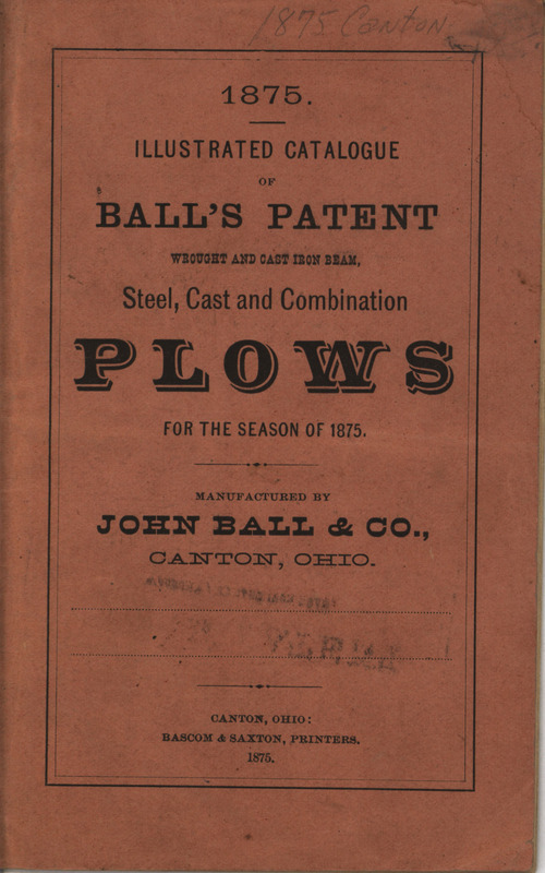 Catalog describing the plow products offered by John Ball and Company for the 1875 season, including illustrations.