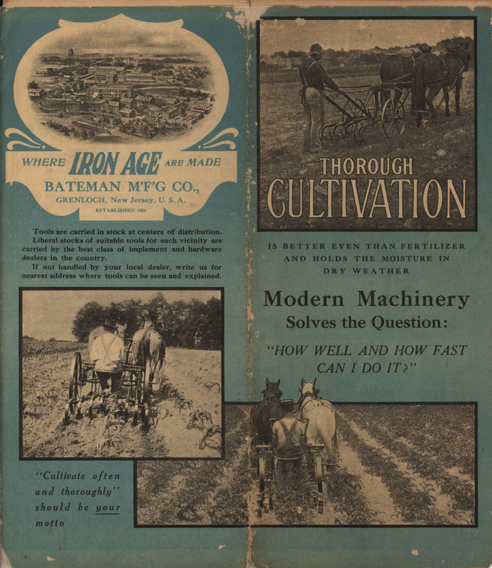 Catalog describing agricultural product offered by Bateman Manufacturing Company, includes illustrations.