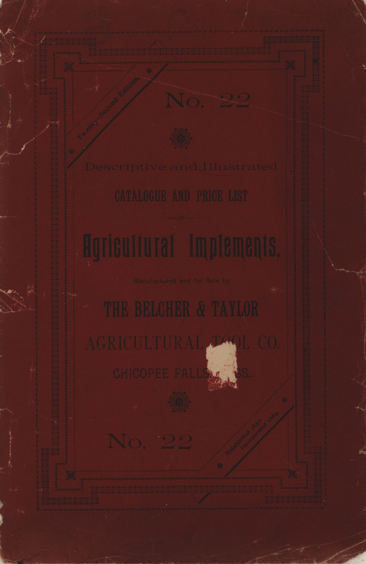 Catalog describing agricultural products offered by Belcher and Taylor Agricultural Tool Company from 1903, includes illustrations.