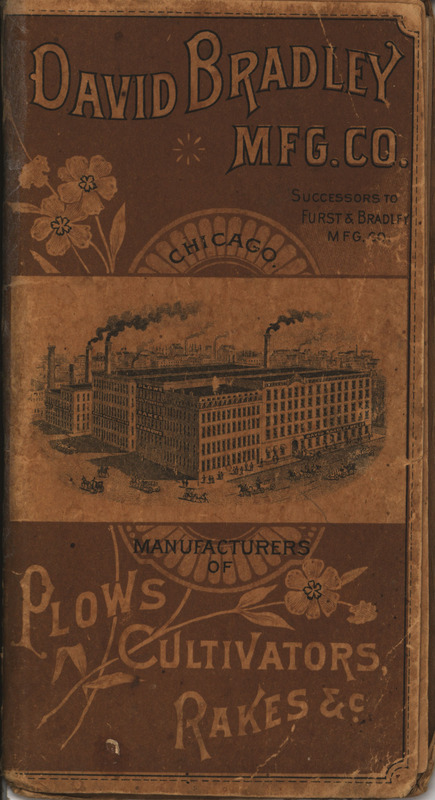 Illustrated catalog describing plows, cultivators, rakes and related products offered by David Bradley Manufacturing Company in 1887.