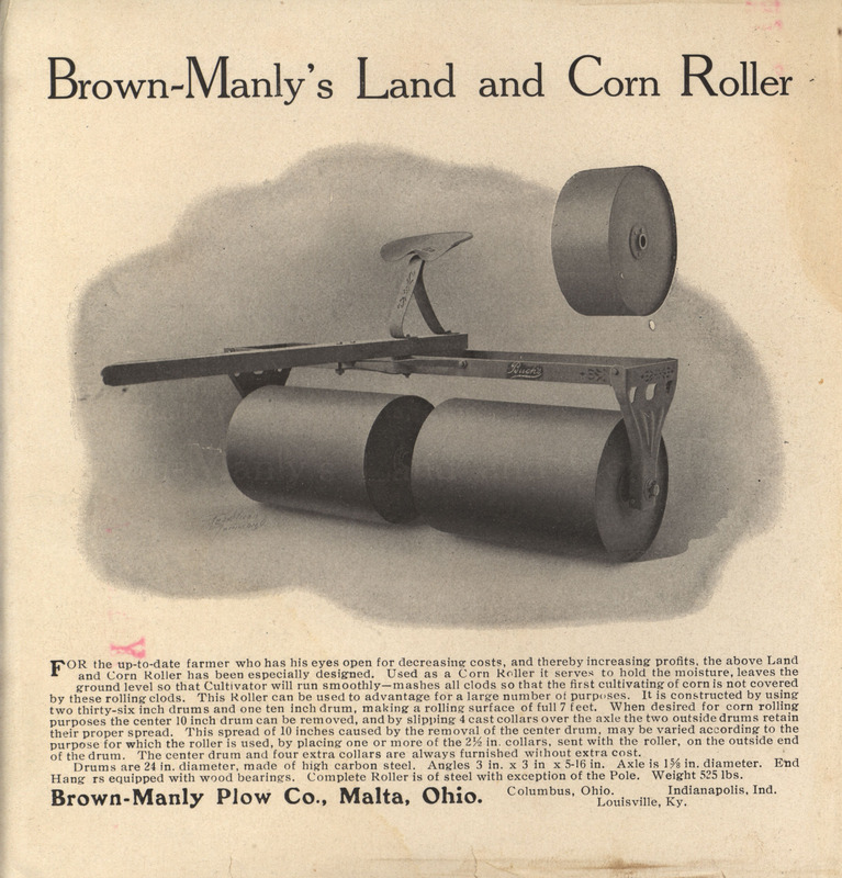 Illustrated catalog describing the agricultural products offered by Brown-Manly Plow Company.