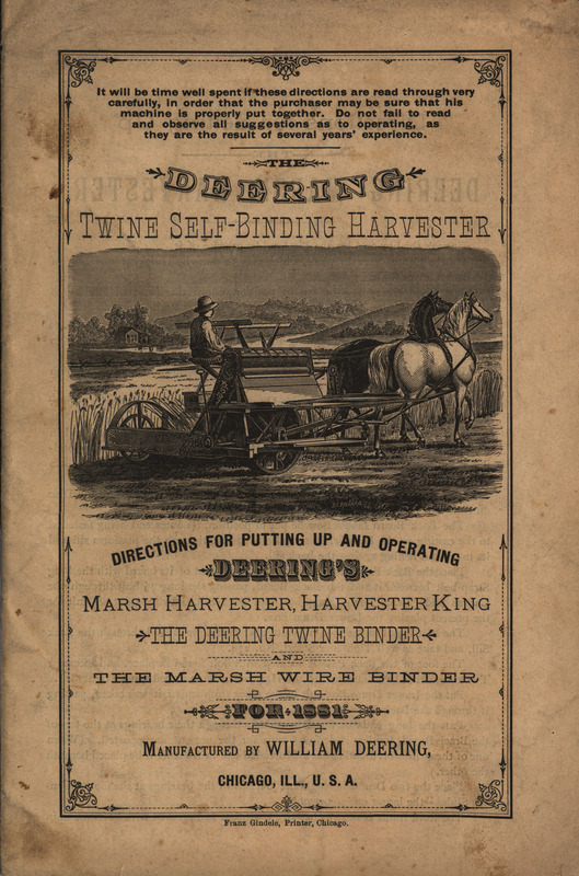 Illustrated catalog for the agricultural implements offered by Deere and Company in 1881.