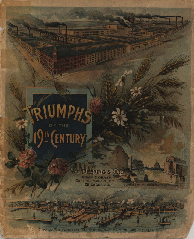 Illustrated catalog describing the grain and grass cutting machinery offered by WM. Deering and Company.