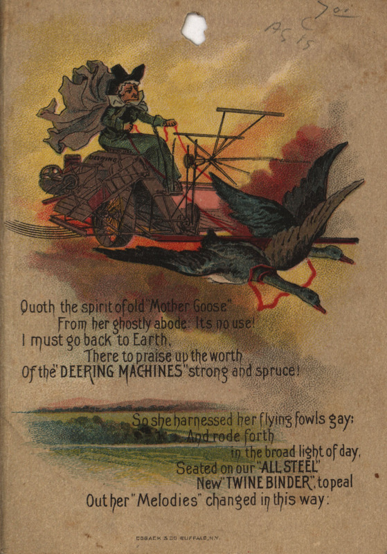 Illustrated pamphlet advertising for WM. Deering and Company using folk tales and rhymes.