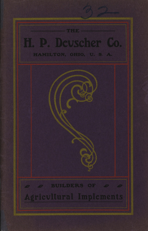 Illustrated catalog describing the agricultural implements offered by H. P. Deuscher Company.