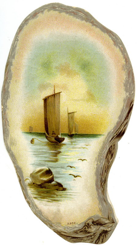 Illustrated advertisement in the shape of a shell for the 4S plow offered by W. Eddy and Sons, depicting a ship at sea and the plow.