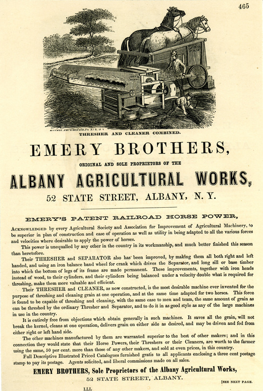 Illustrated advertisement for Albany Agricultural Works.