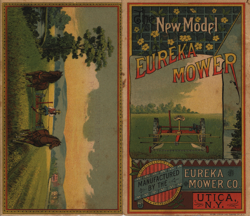 Illustrated advertisement for Eureka Mower Company depicting a mower in the field.