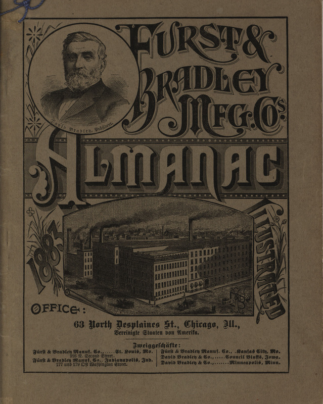 Illustrated almanac offered by the Furst and Bradley Manufacturing Company in 1883.