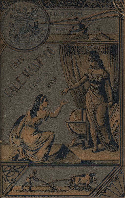 Illustrated catalog describing the agricultural implements offered by Gale Manufacturing Company in 1880.