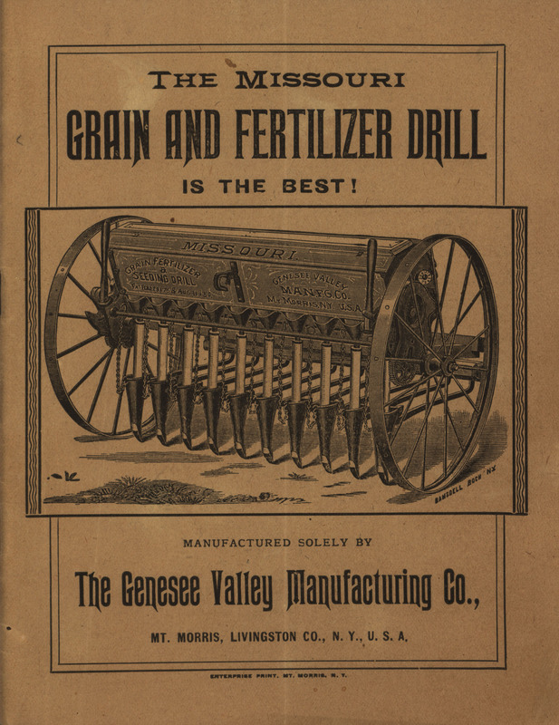 Illustrated catalog for the agricultural implements offered by the Genesee Valley Manufacturing Company.