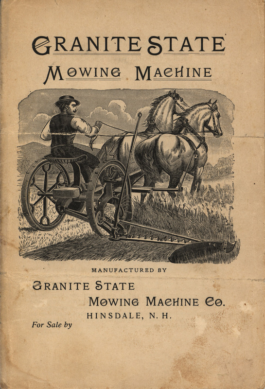 Illustrated catalog describing the agricultural products offered by Granite State Mowing Machine Company, including a price list.