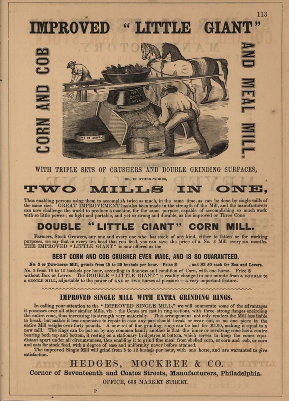 Illustrated advertisements for Hedges, Mockbee and Company mill and Meyer and Warnes silver plated ware.