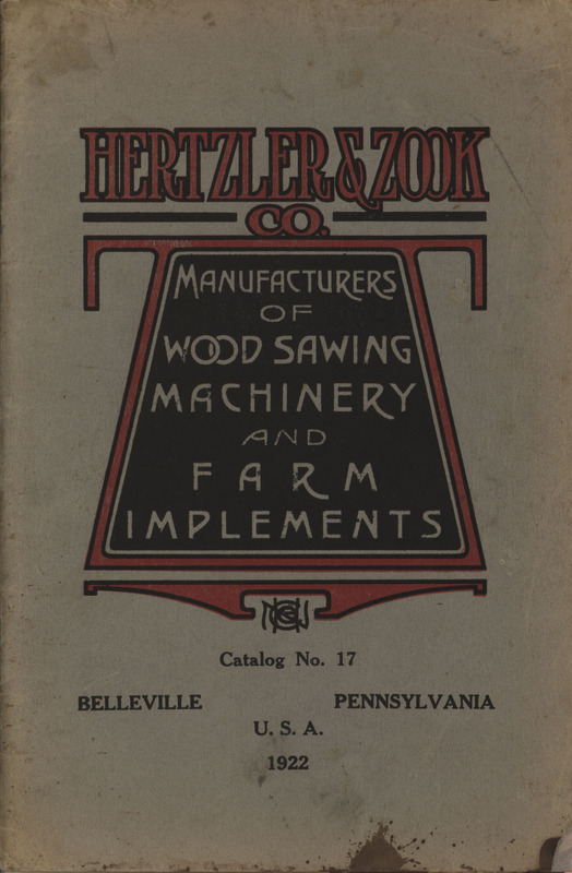 Illustrated catalog advertising the products manufactured by the Hertzler and Zook Company.