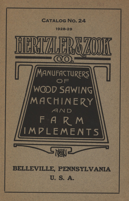 Illustrated catalog describing the agricultural implements offered by Hertzler and Zook Company in 1928.