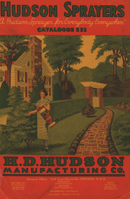 Illustrated catalog describing the Hudson Sprayers offered by H. D. Hudson Manufacturing Company.