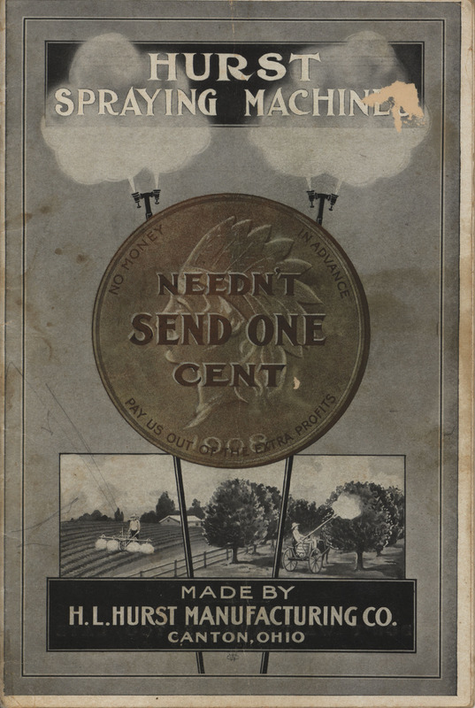 Illustrated catalog describing the spraying machinery offered by H. L. Hurst Manufacturing Company.