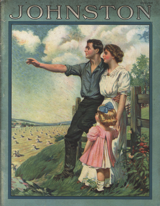 Illustrated catalog describing the farm machinery offered by Johnston Harvester Company.