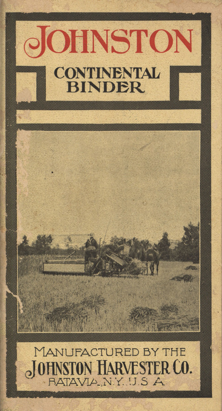 Illustrated booklet advertising the Johnson Continental Binder manufactured by Johnston Harvester Company.