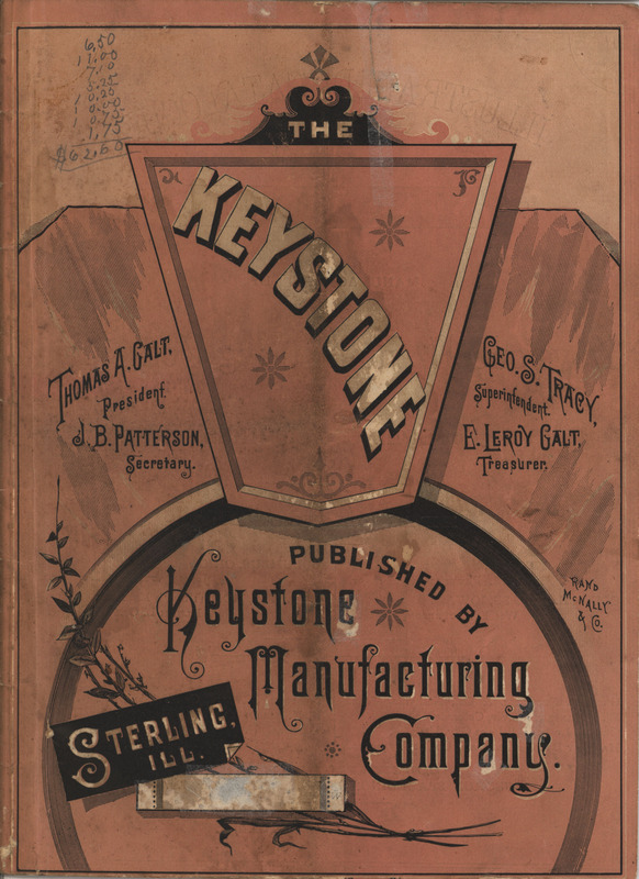 Illustrated catalog describing the agricultural implements offered by Keystone Manufacturing Company in 1883.