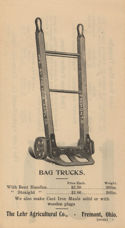 Illustrated advertisement for the Lehr Agricultural Company.