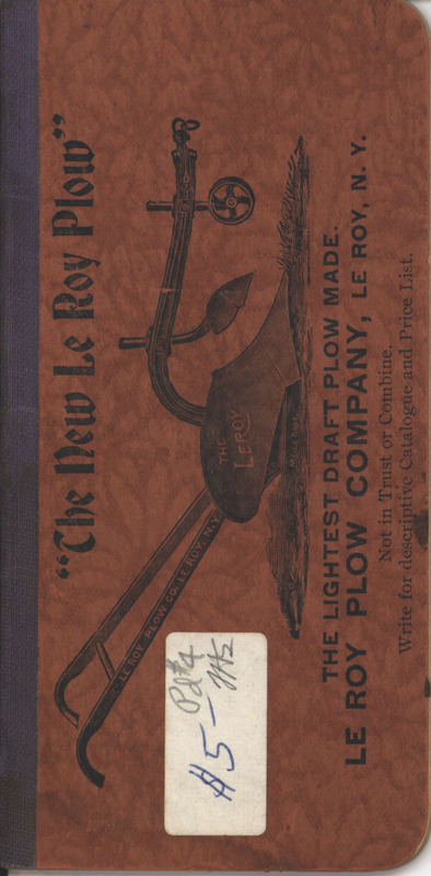 Pocket book produced by the Le Roy Plow Company for advertising purposes.