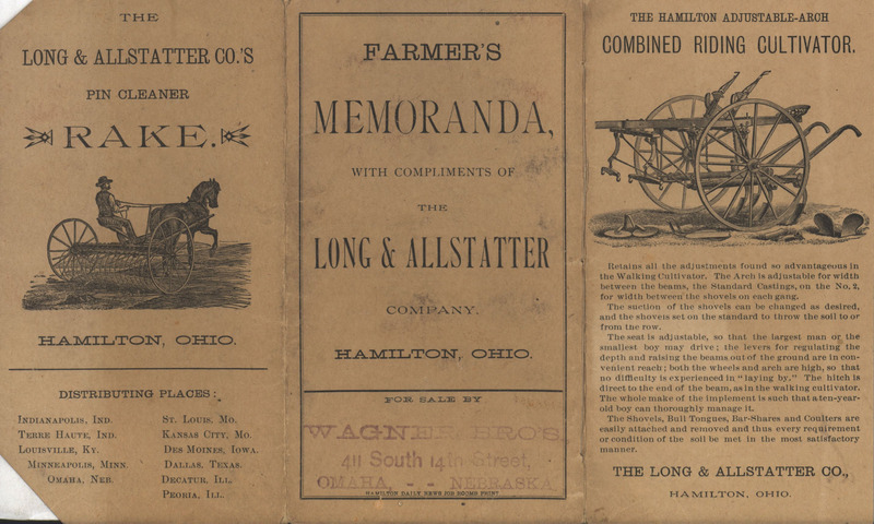 Annotated promotional notebook from the Long & Allstatter Company.