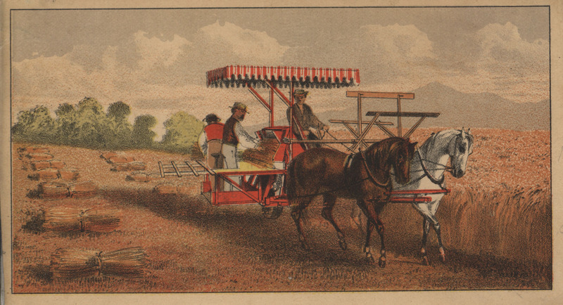 Illustrated advertisement card for the Harvester Automatic Binder.
