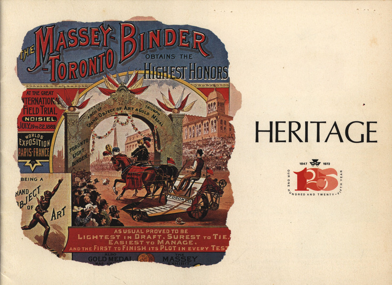 Illustrated booklet containing historical information about the Massey-Ferguson Organization in celebration of the companies 125th anniversary.