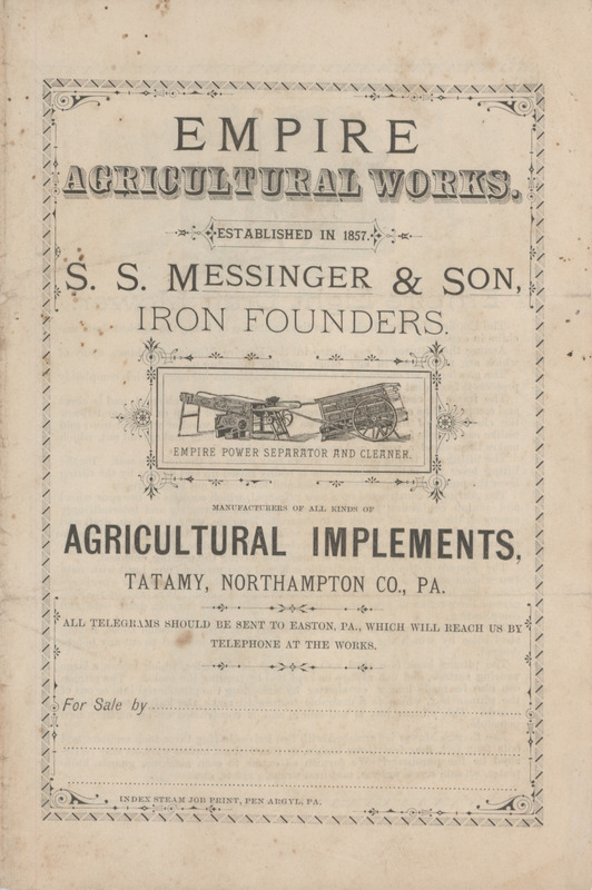 Illustrated catalog describing the agricultural implements offered by Empire Agricultural Works.