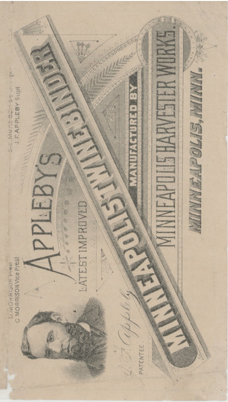 Illustrated catalog describing the harvester, twine binder and related agricultural implements offered by Minneapolis Harvester Works in 1884.