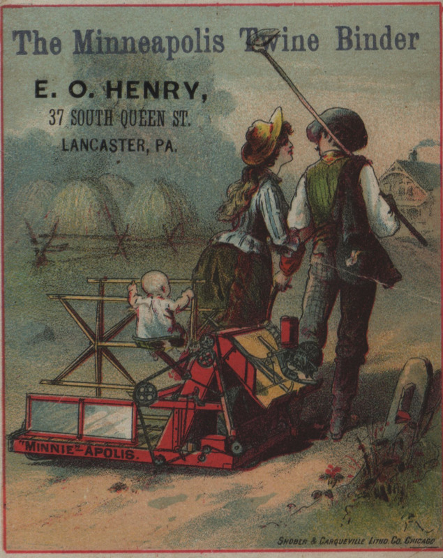 Illustrated advertisement for the twine binder offered by Minneapolis Harvester Works.