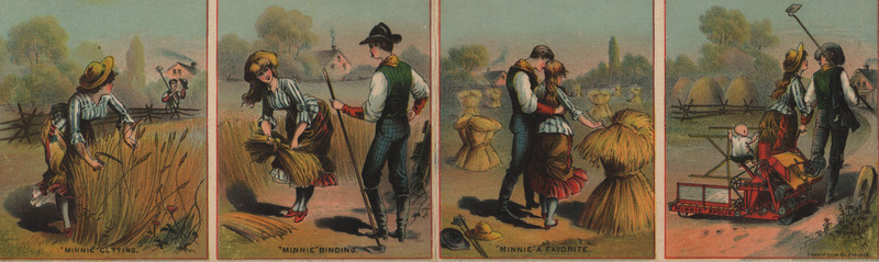 Illustrated advertisement pamphlet for binders offered by Minneapolis Harvester Works.