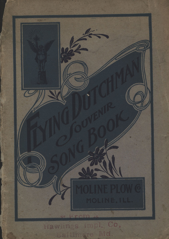 Illustrated advertising song book for Moline Plow Company.