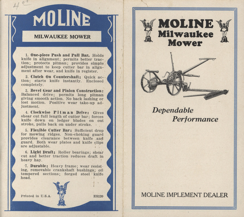 Moline Implement Company Milwaukee Mower advertisement