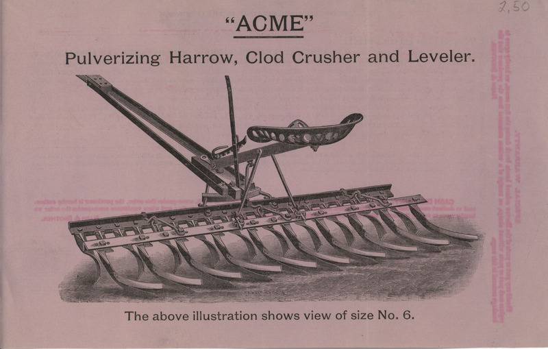 Blank purchase order for an ACME Pulverizing Harrow, Clod Crusher and Leveler.